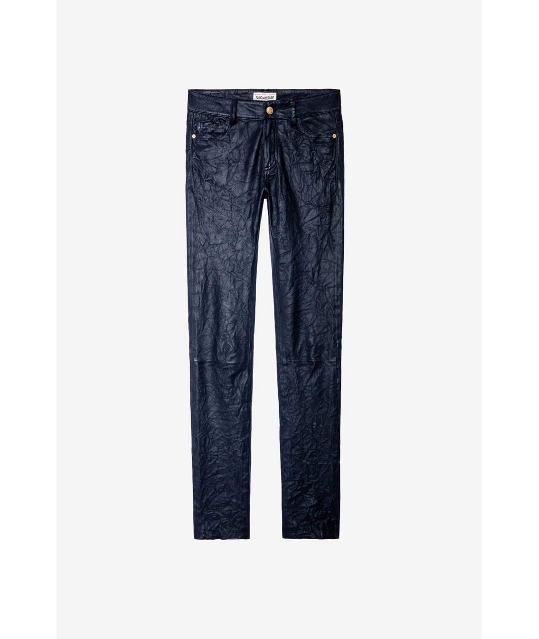 ZADIG & VOLTAIRE Темно-синие кожаные брюки узкие, фото 9