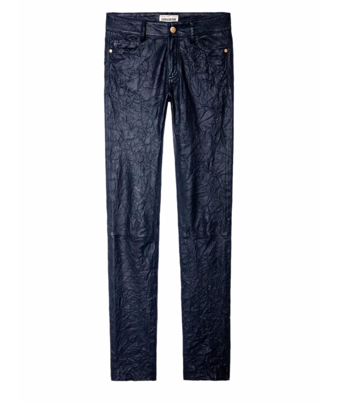 ZADIG & VOLTAIRE Темно-синие кожаные брюки узкие, фото 1