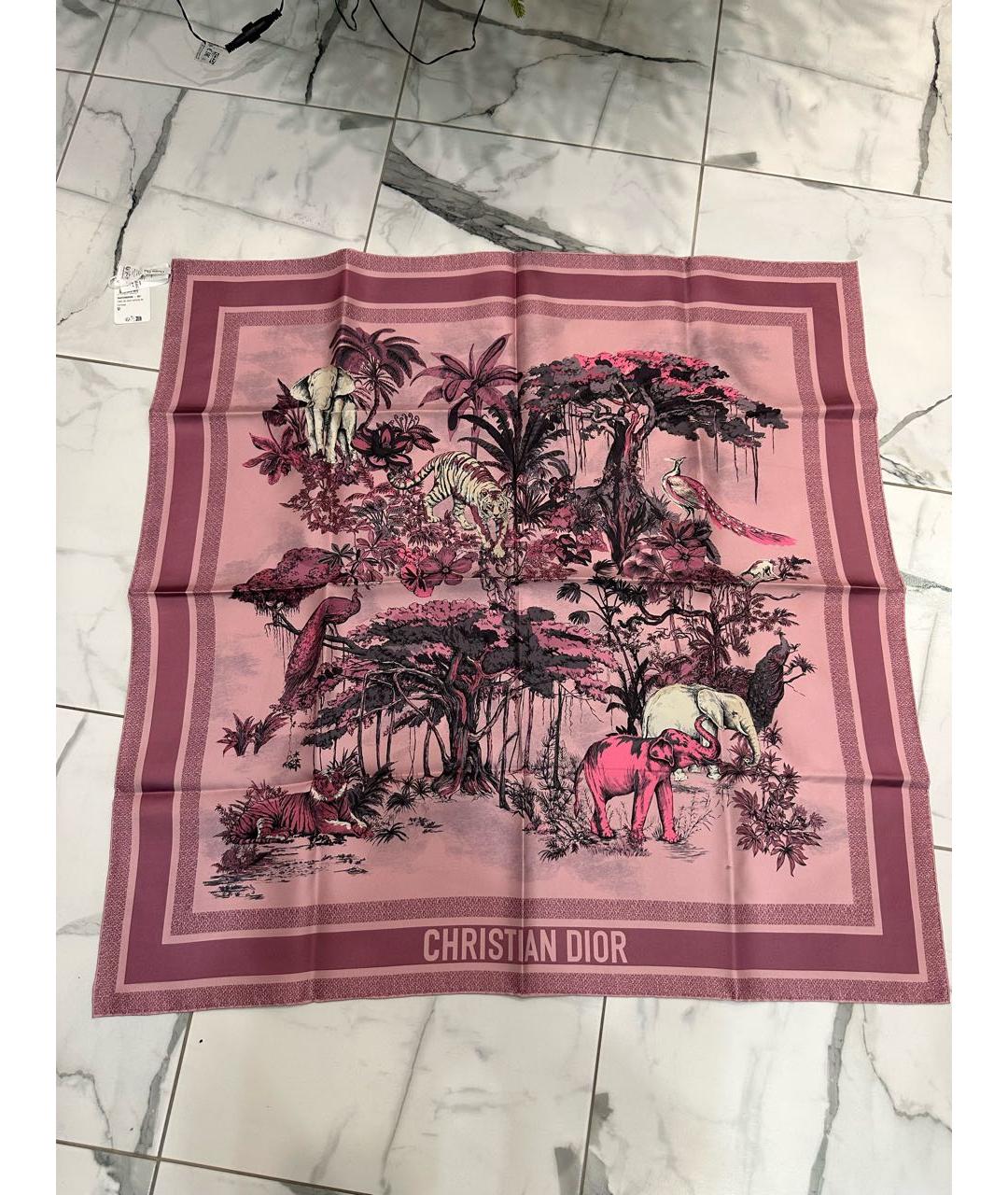 CHRISTIAN DIOR Розовый шелковый платок, фото 3