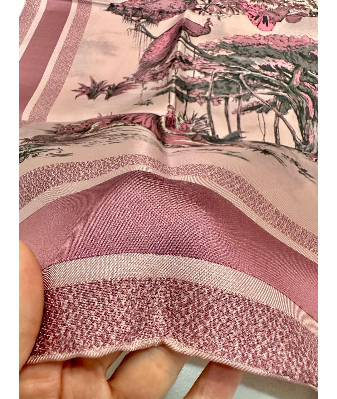 CHRISTIAN DIOR Розовый шелковый платок, фото 4