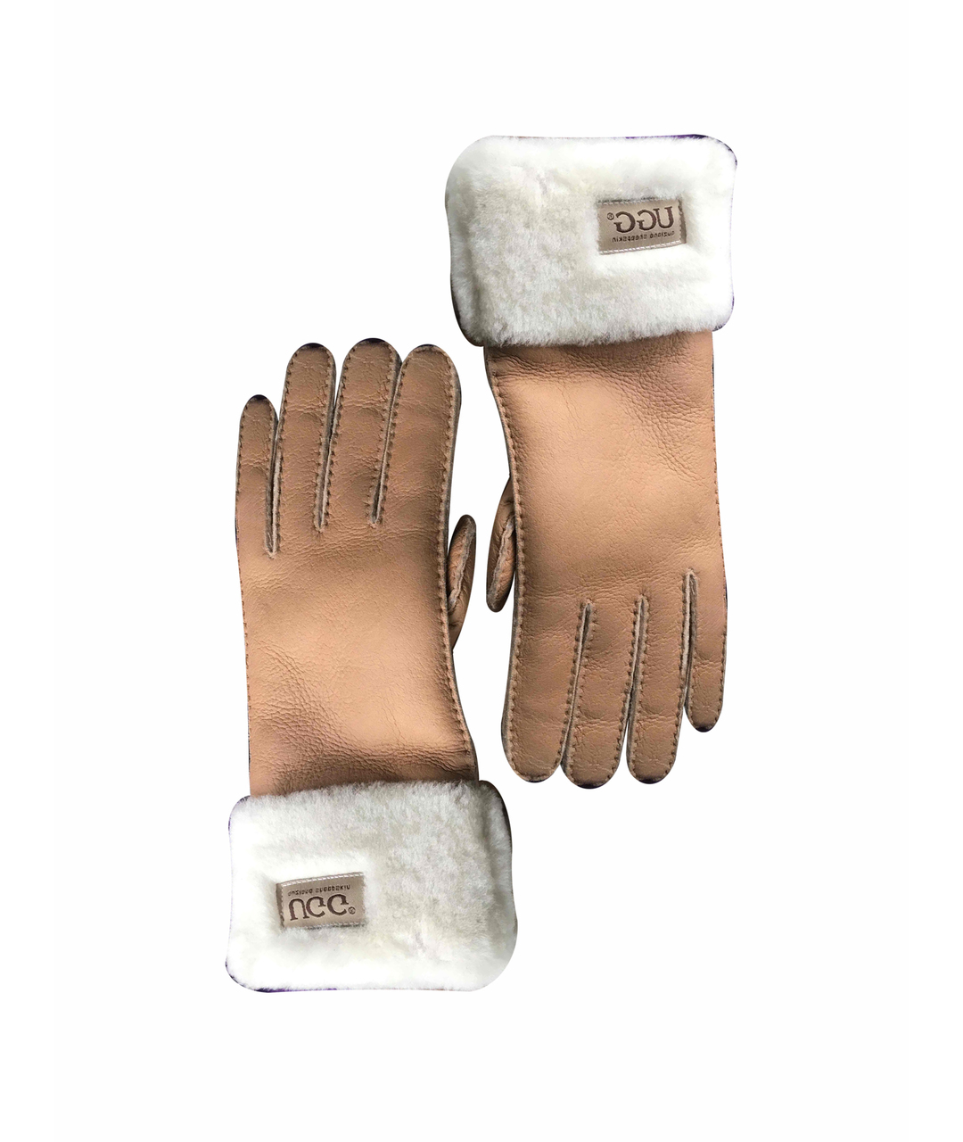 UGG AUSTRALIA Бежевые кожаные перчатки, фото 1