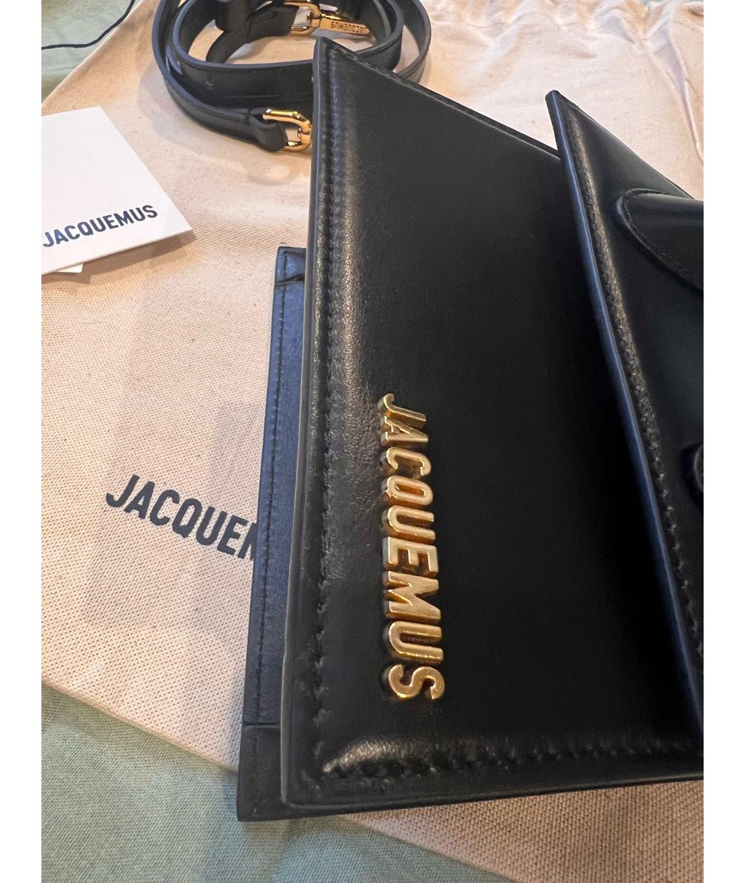 JACQUEMUS Черная кожаная сумка через плечо, фото 3