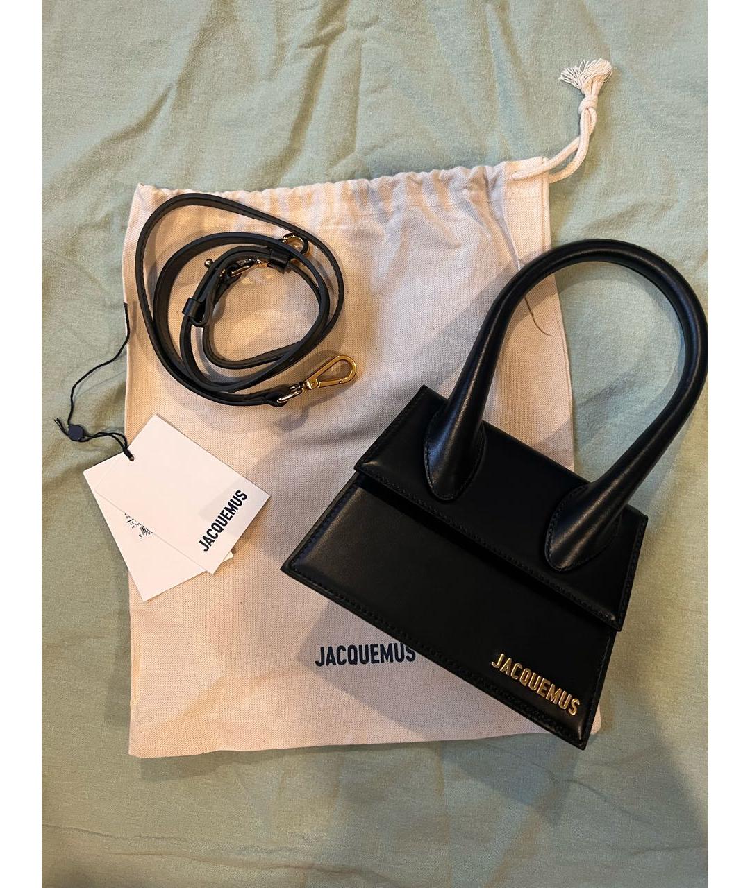 JACQUEMUS Черная кожаная сумка через плечо, фото 2
