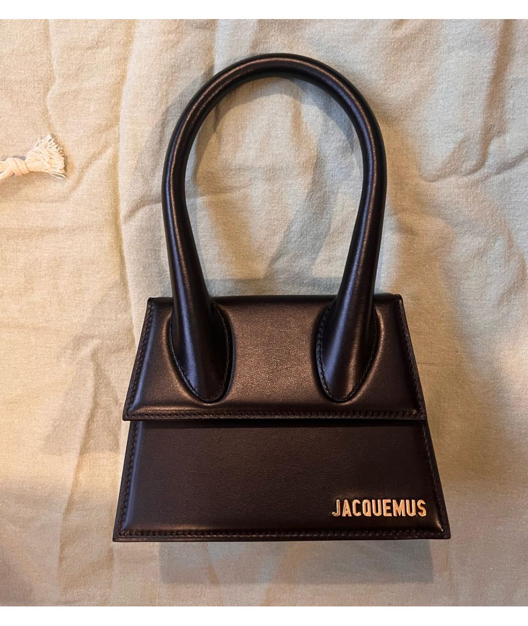 JACQUEMUS Черная кожаная сумка через плечо, фото 9