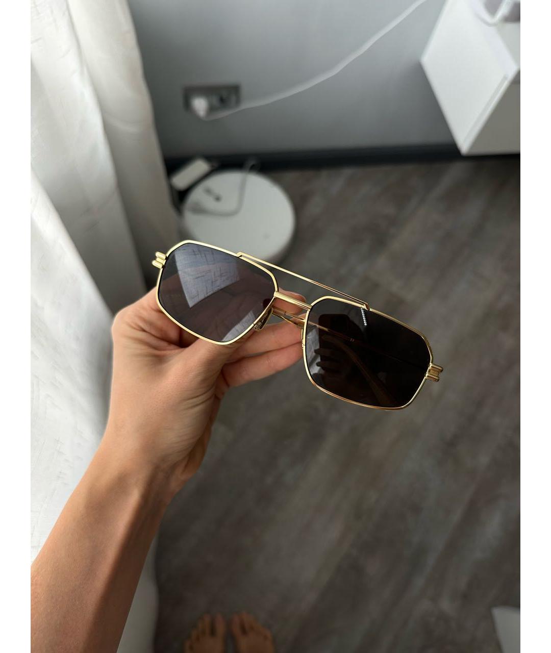 BOTTEGA VENETA Золотые металлические солнцезащитные очки, фото 5