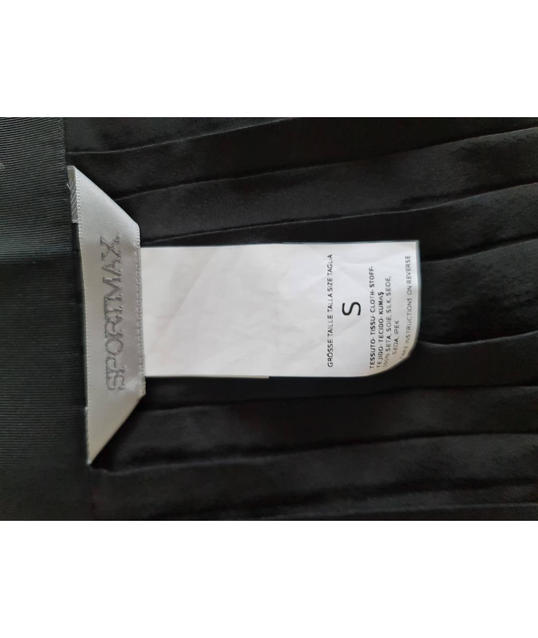 SPORTMAX Черная шелковая юбка мини, фото 4