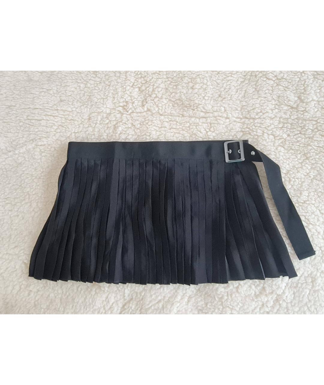 SPORTMAX Черная шелковая юбка мини, фото 6