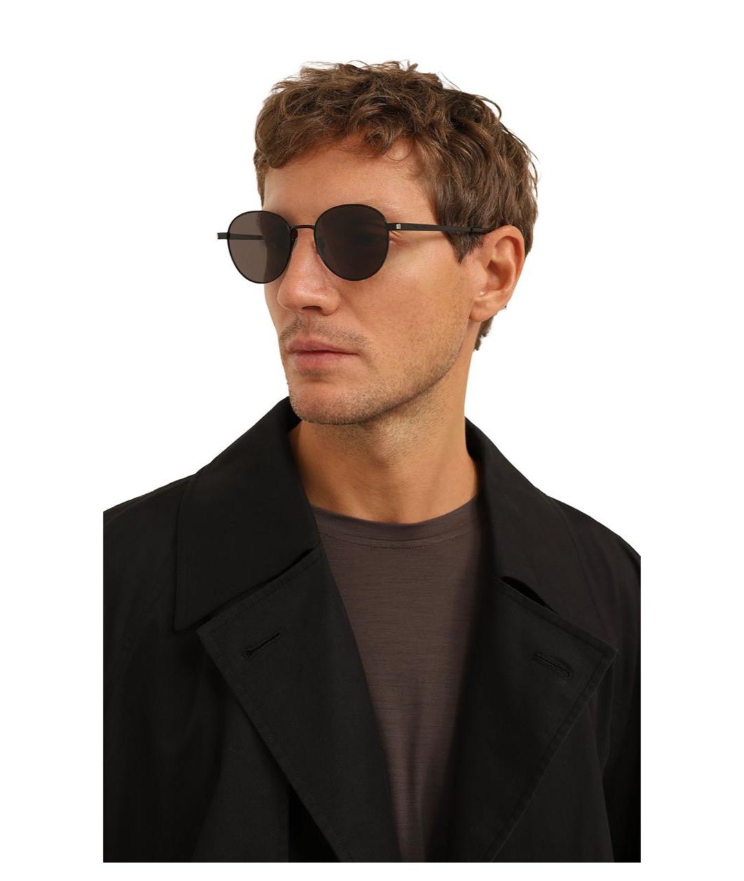 SAINT LAURENT Черные металлические солнцезащитные очки, фото 3