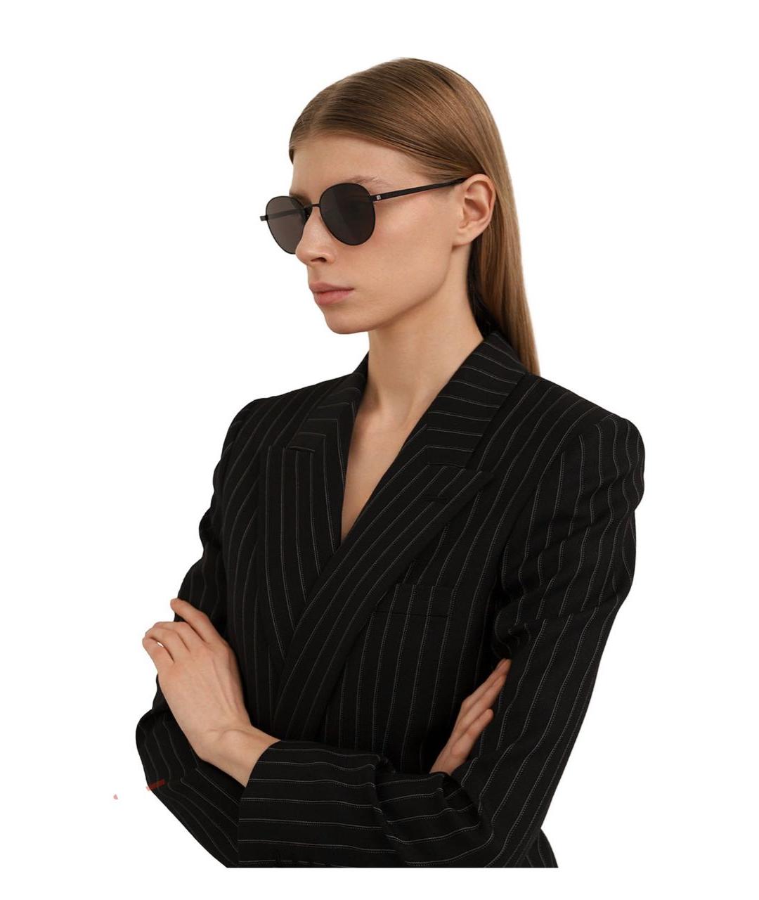 SAINT LAURENT Черные металлические солнцезащитные очки, фото 2