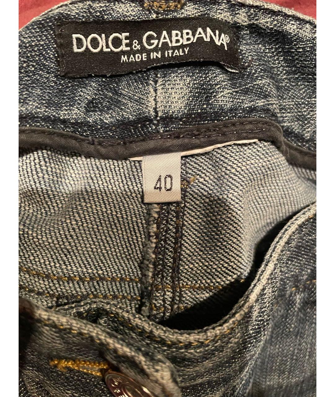 DOLCE&GABBANA Голубые хлопковые прямые джинсы, фото 6