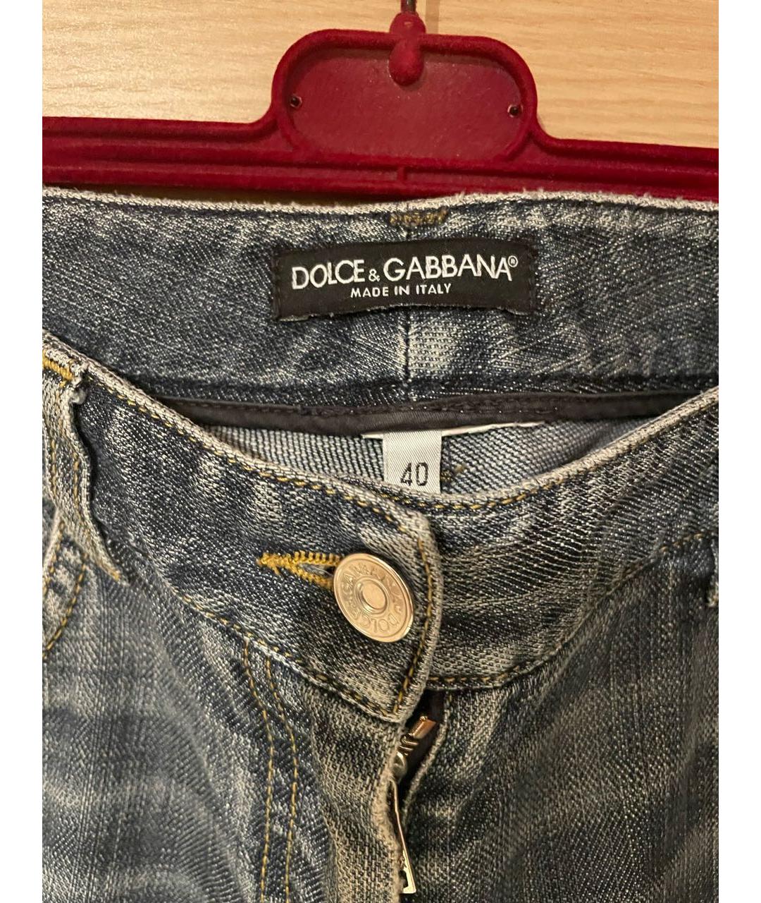 DOLCE&GABBANA Голубые хлопковые прямые джинсы, фото 3