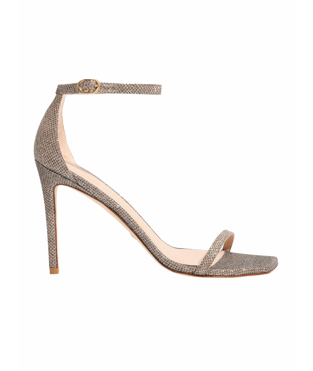 STUART WEITZMAN Бежевые текстильные босоножки, фото 1