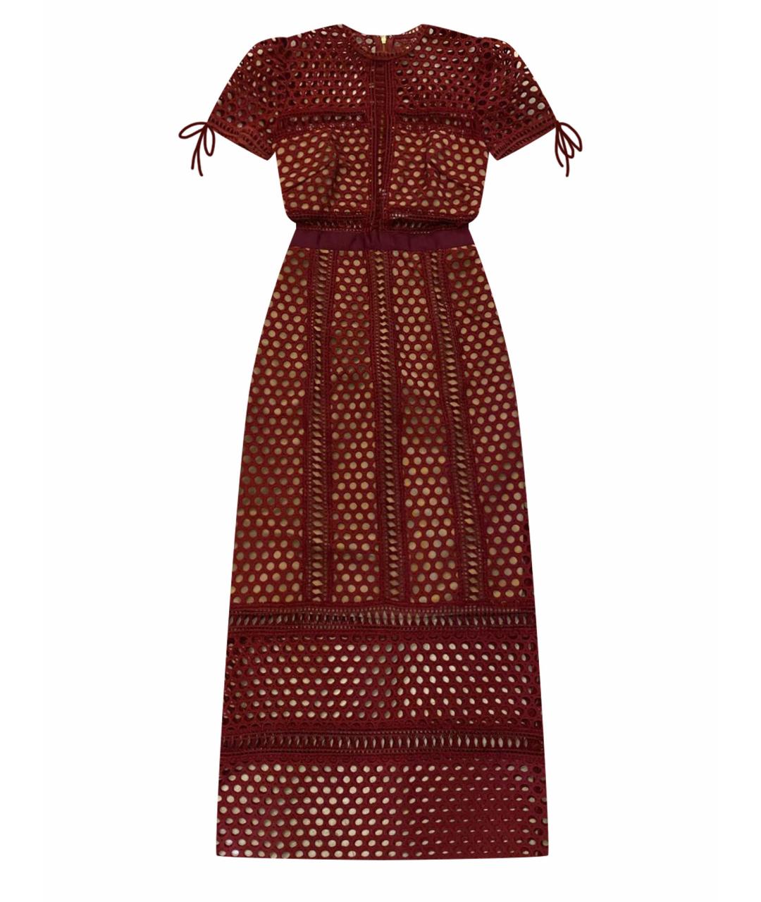 SELF-PORTRAIT Бордовое кружевное коктейльное платье, фото 1