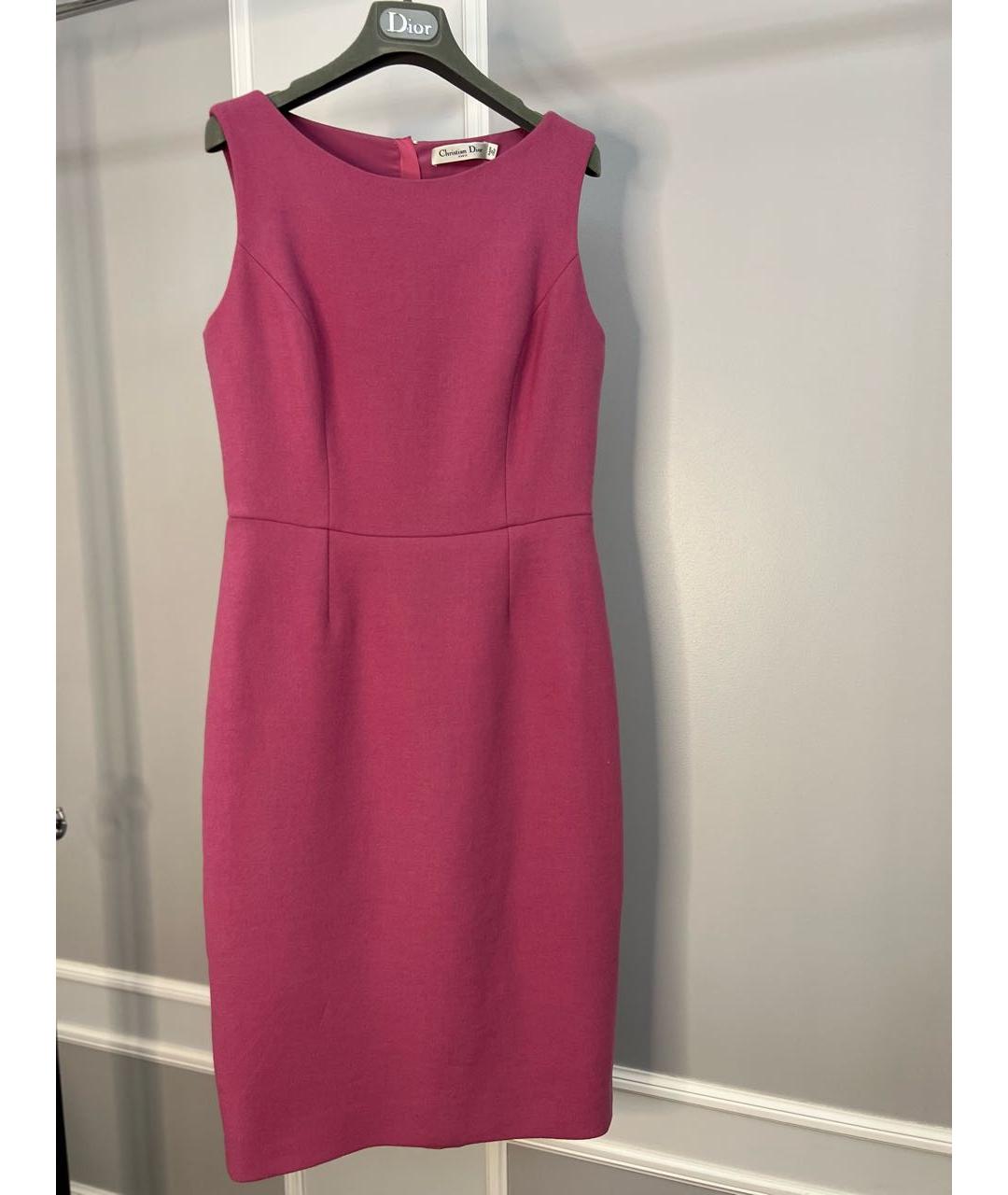 CHRISTIAN DIOR Розовое шерстяное повседневное платье, фото 6