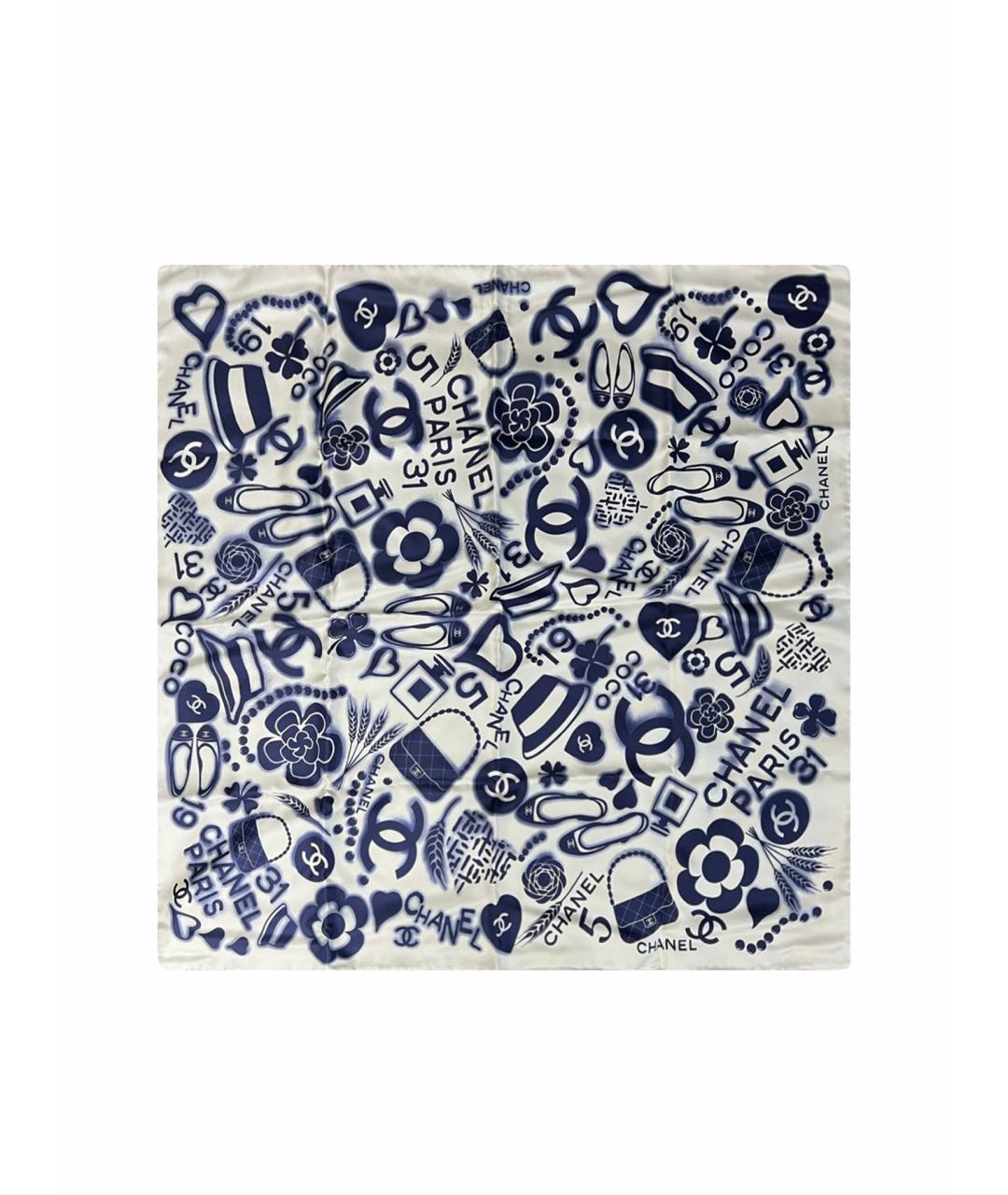 CHANEL PRE-OWNED Темно-синий шелковый платок, фото 1