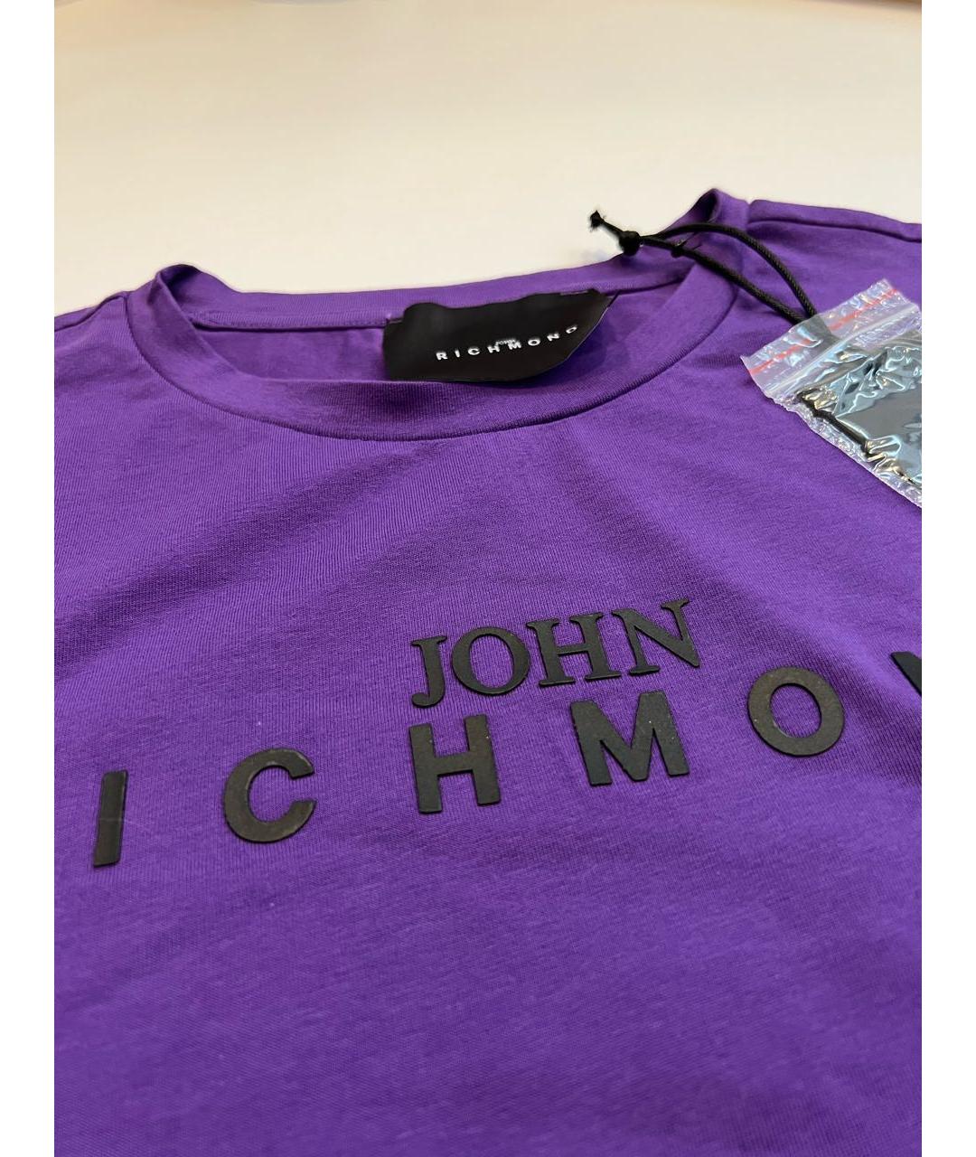 JOHN RICHMOND Фиолетовая хлопковая футболка, фото 3