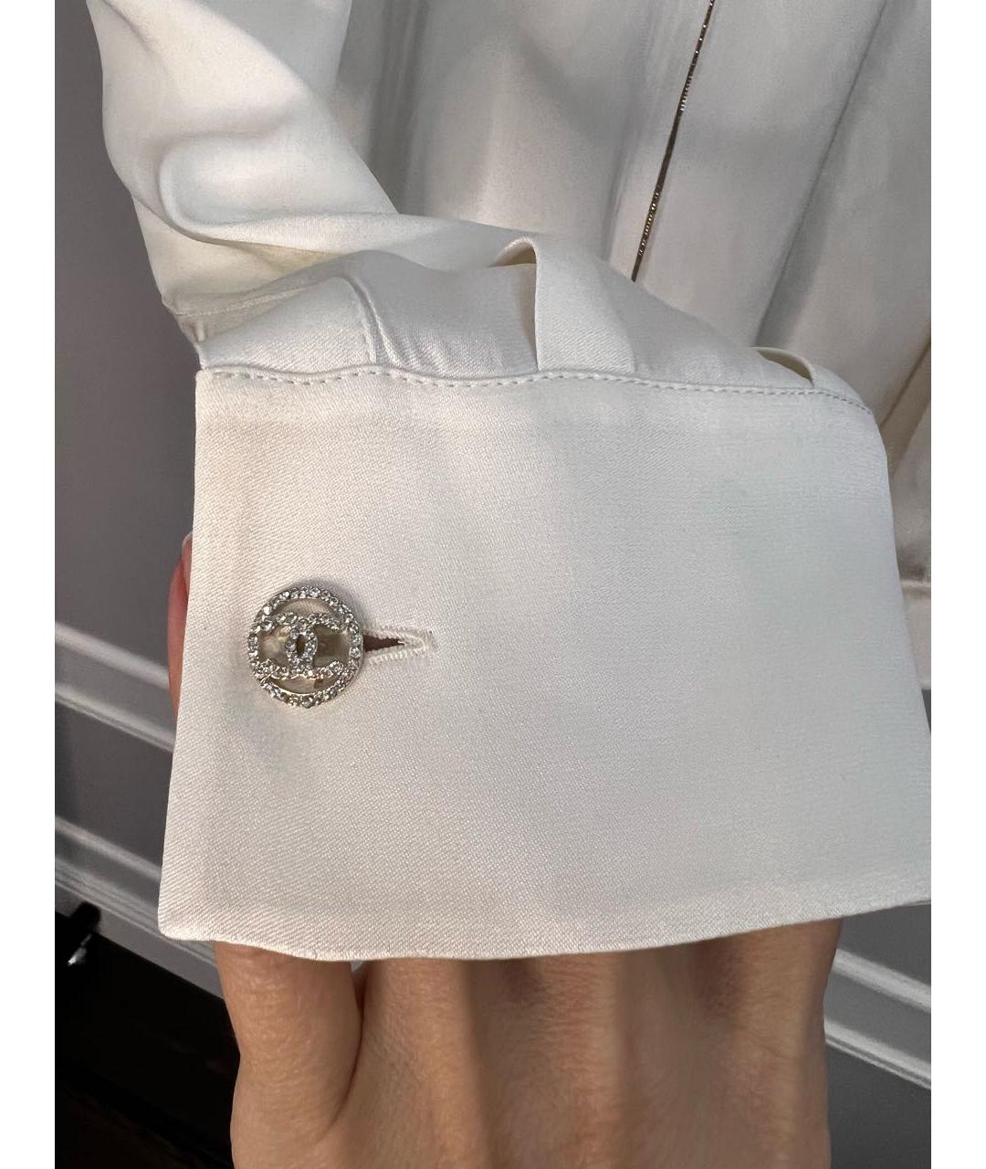 CHANEL Белая шелковая блузы, фото 3