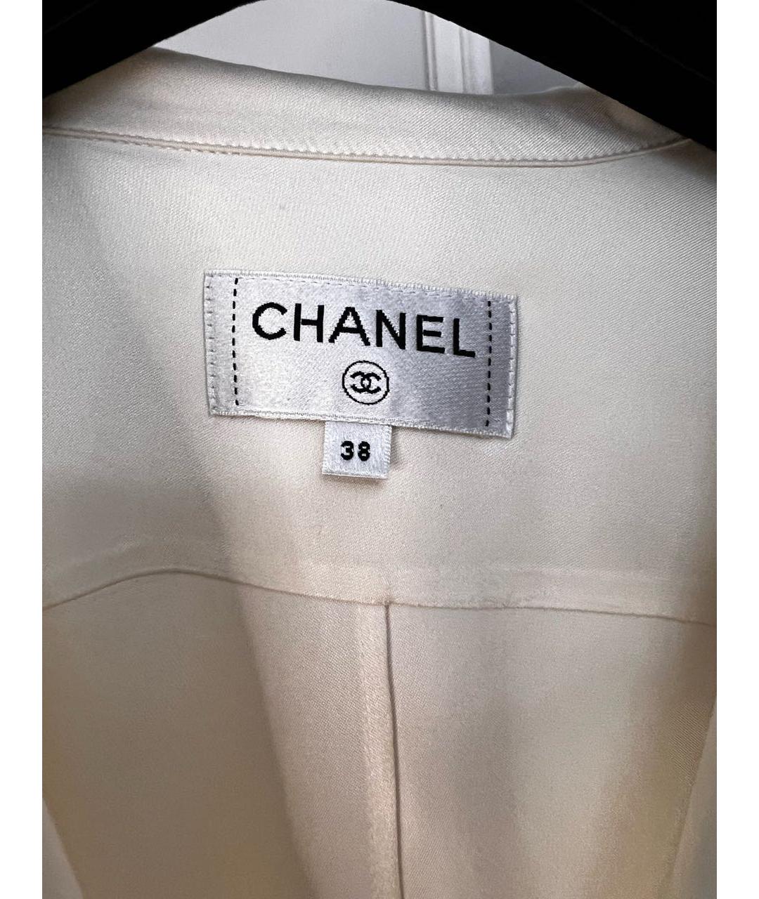 CHANEL Белая шелковая блузы, фото 4