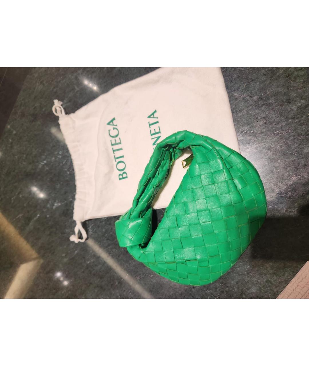BOTTEGA VENETA Зеленая кожаная сумка с короткими ручками, фото 4
