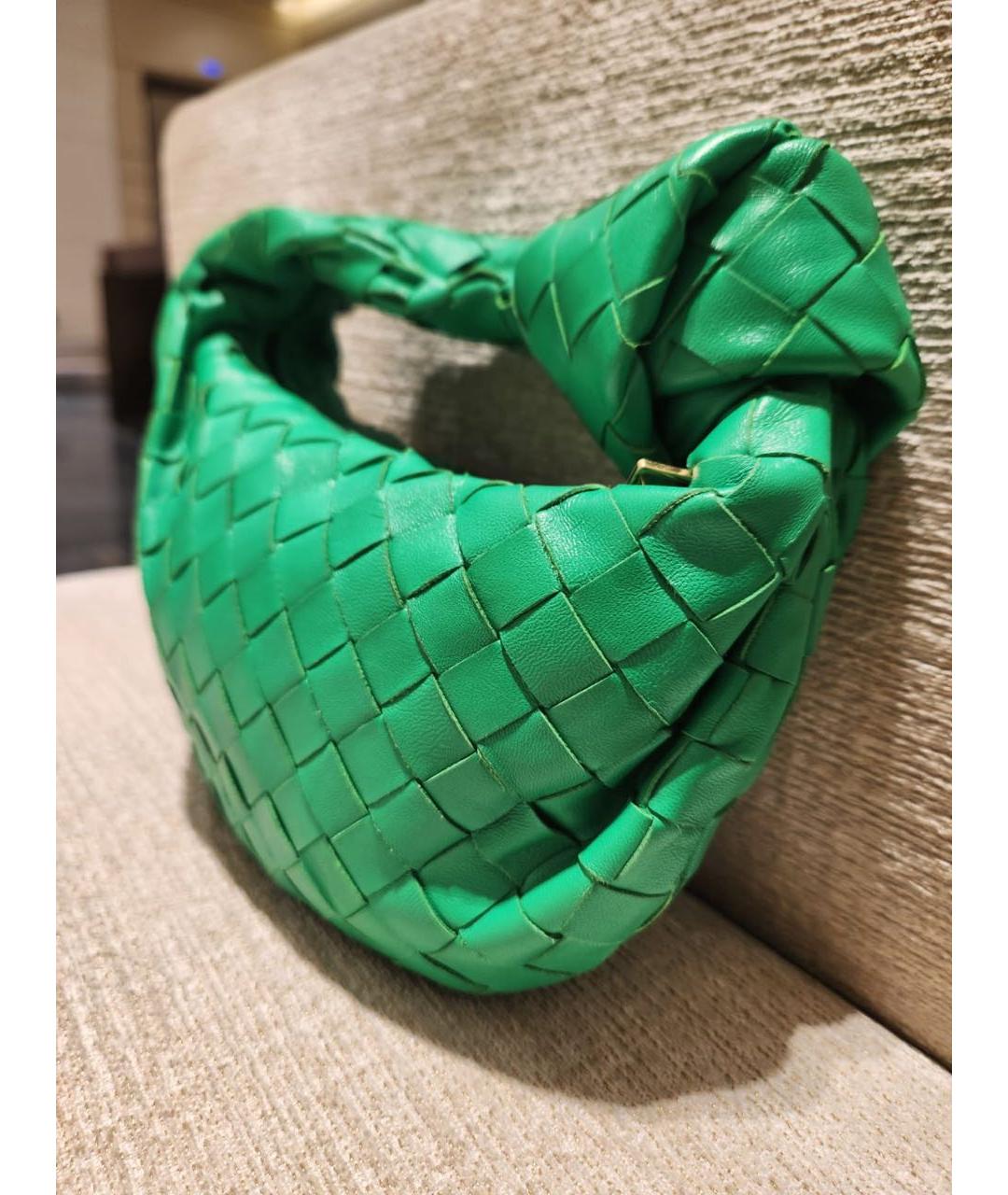 BOTTEGA VENETA Зеленая кожаная сумка с короткими ручками, фото 8