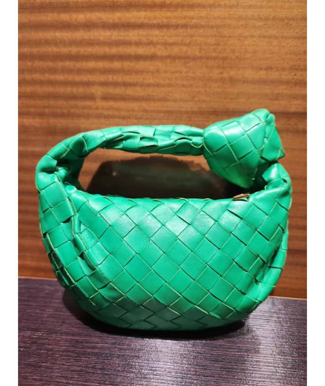 BOTTEGA VENETA Зеленая кожаная сумка с короткими ручками, фото 2