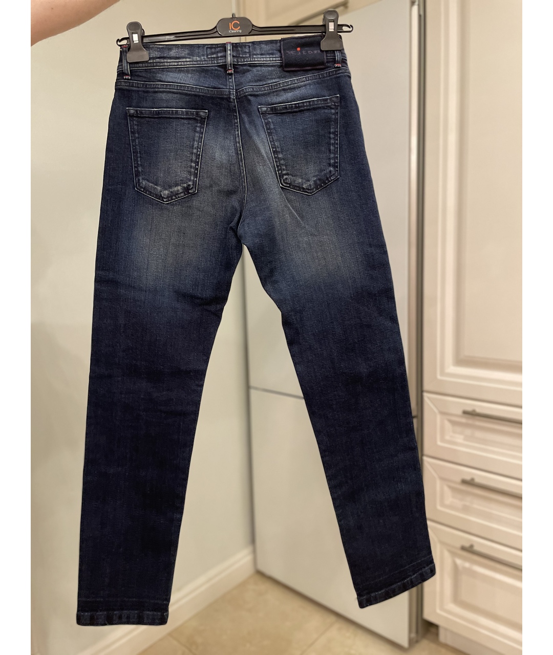 KITON Синие хлопковые прямые джинсы, фото 6