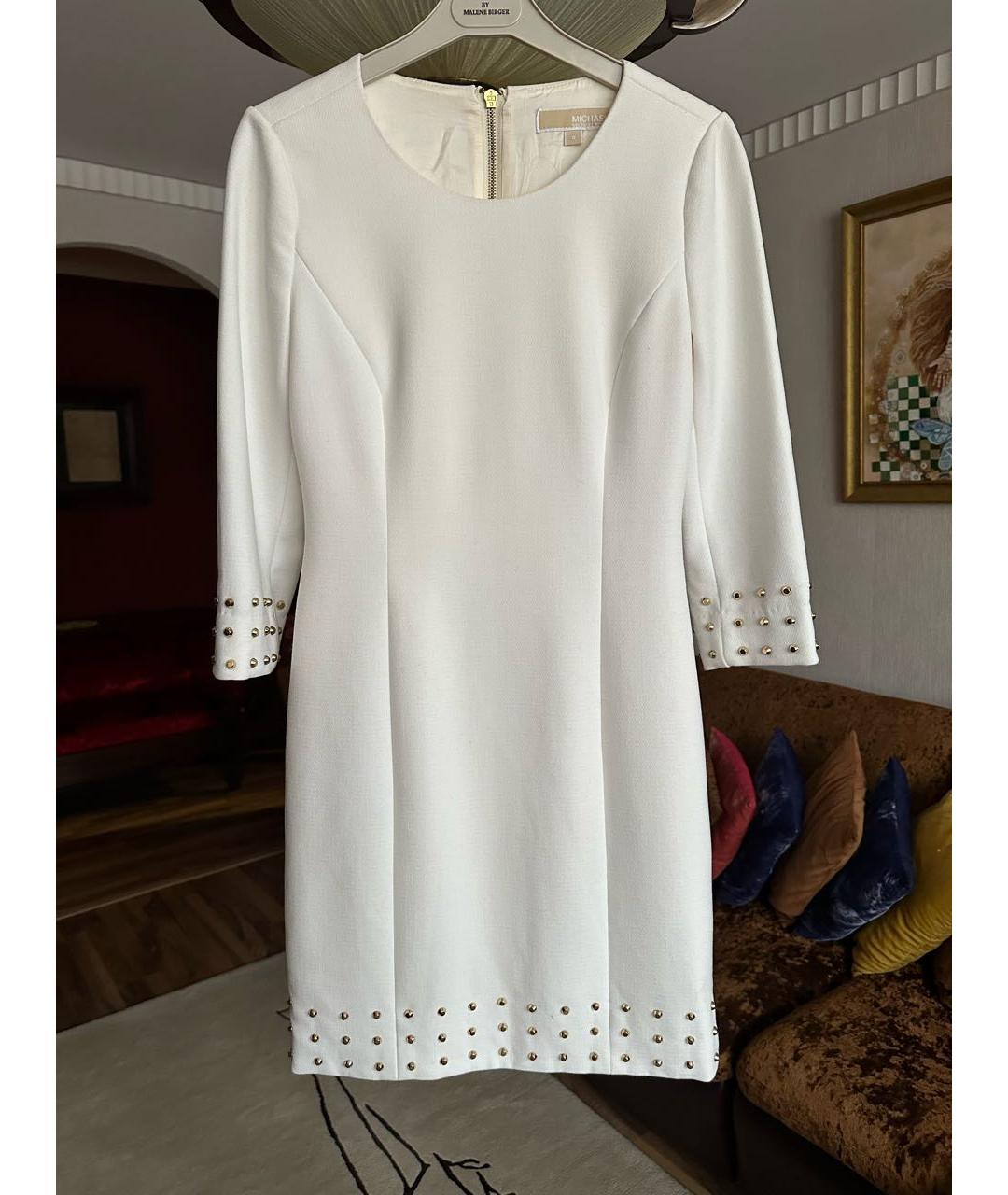 MICHAEL KORS Белое вискозное повседневное платье, фото 9