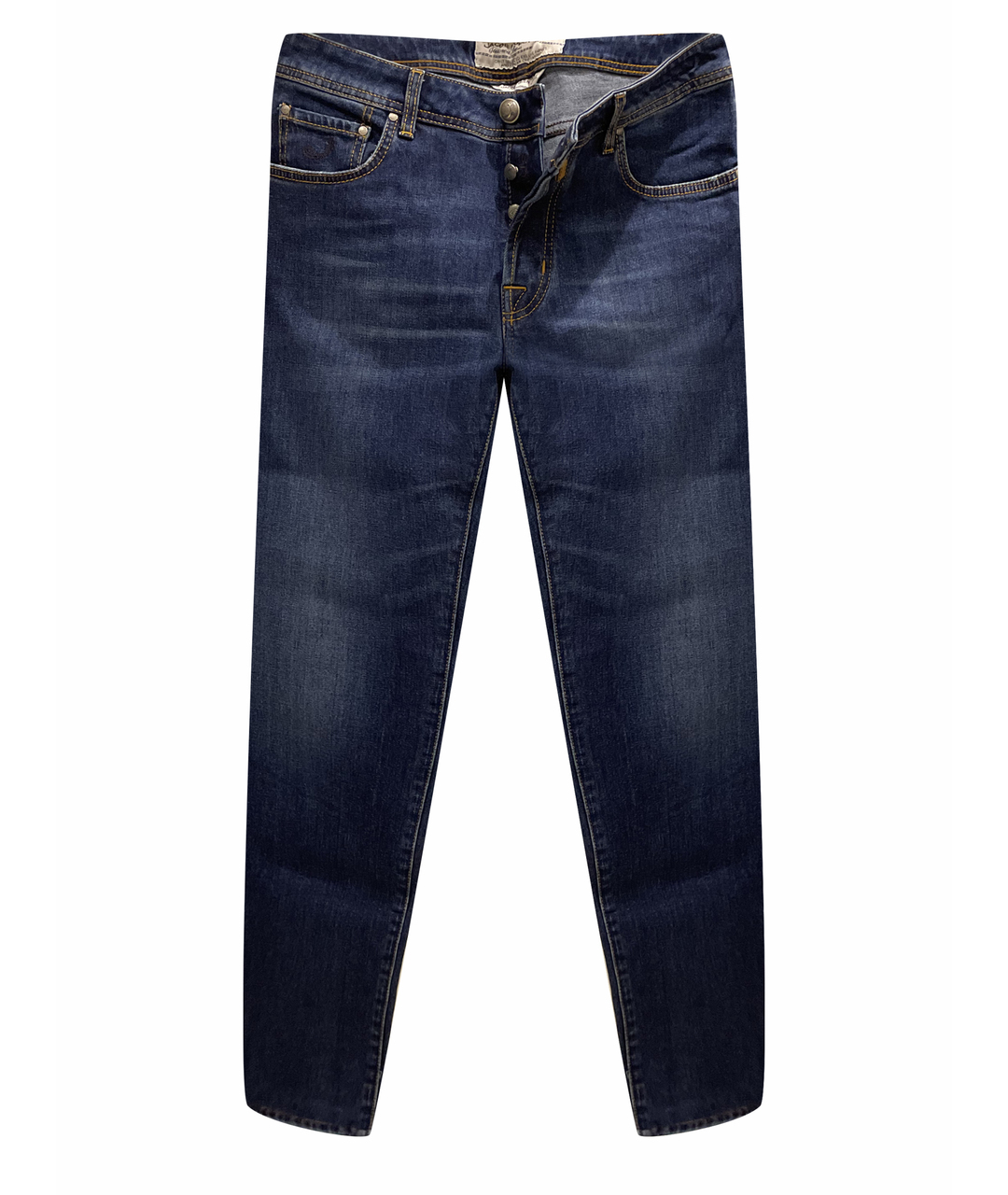 JACOB COHEN Темно-синие хлопко-эластановые прямые джинсы, фото 1