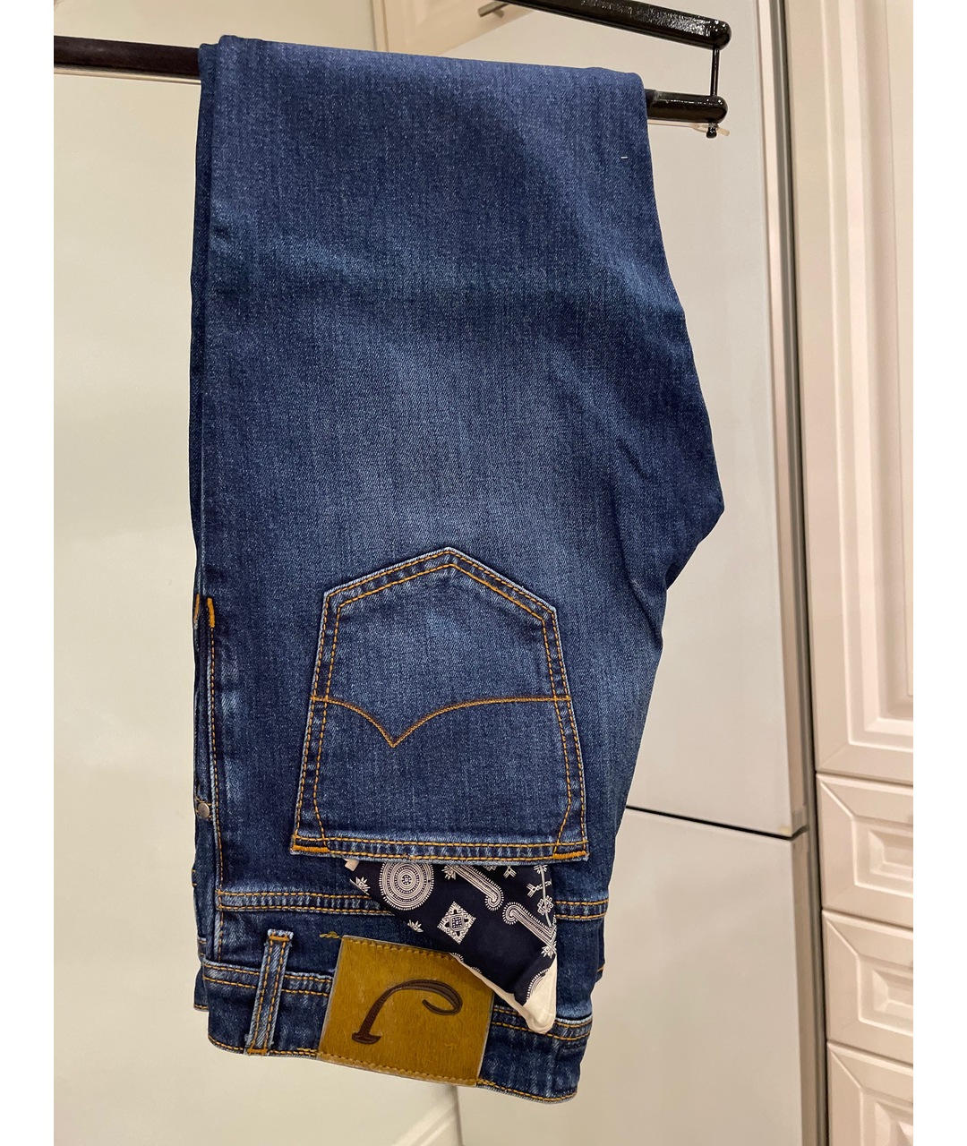 JACOB COHEN Темно-синие хлопко-эластановые прямые джинсы, фото 7