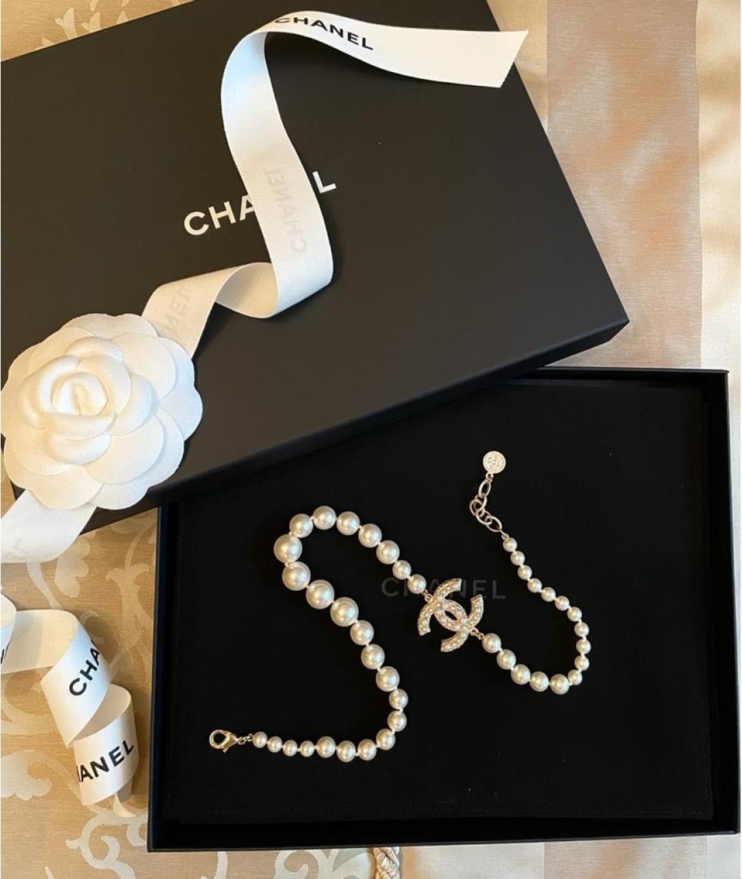 CHANEL Белое колье, фото 4