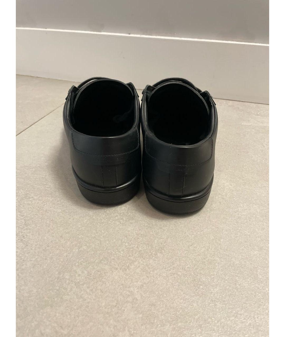 SAINT LAURENT Черные кожаные низкие кроссовки / кеды, фото 4