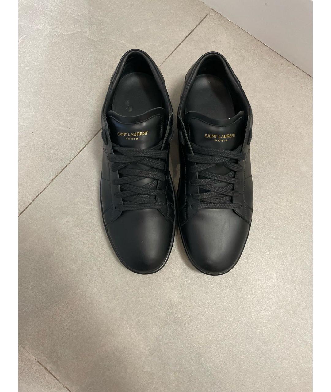 SAINT LAURENT Черные кожаные низкие кроссовки / кеды, фото 3