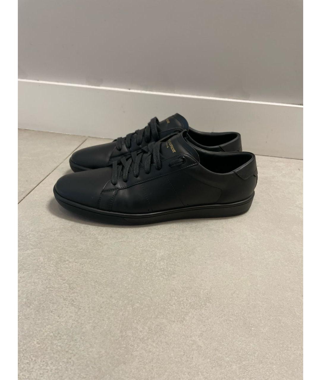 SAINT LAURENT Черные кожаные низкие кроссовки / кеды, фото 5
