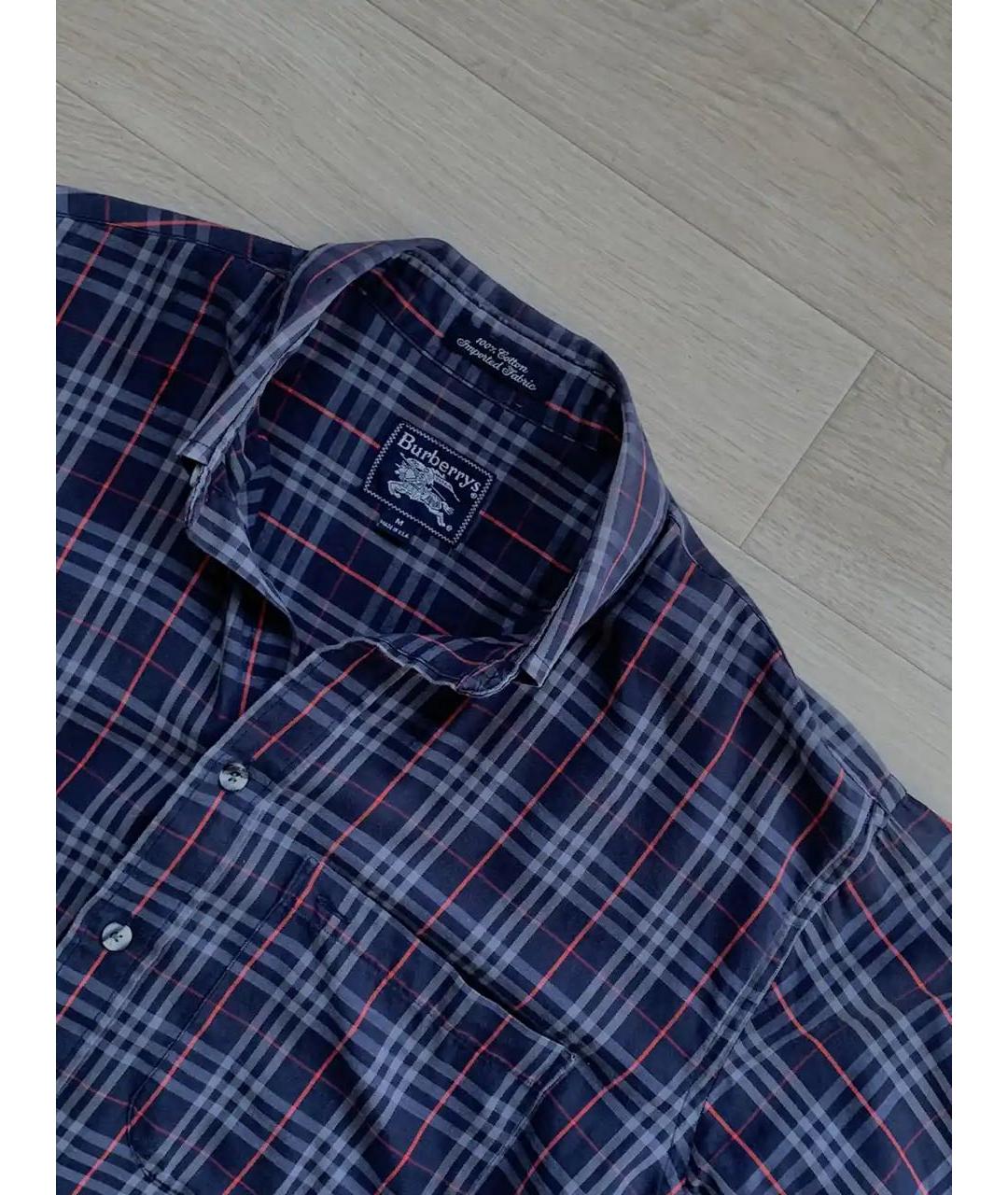 BURBERRY Темно-синяя хлопковая кэжуал рубашка, фото 5