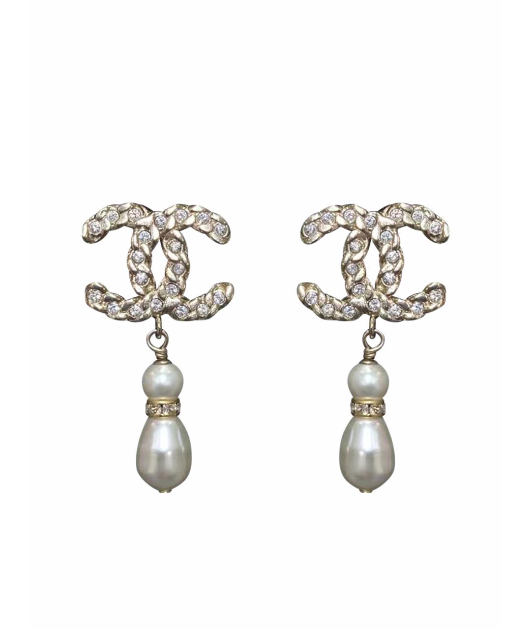 CHANEL Белые серьги из бисера, фото 1