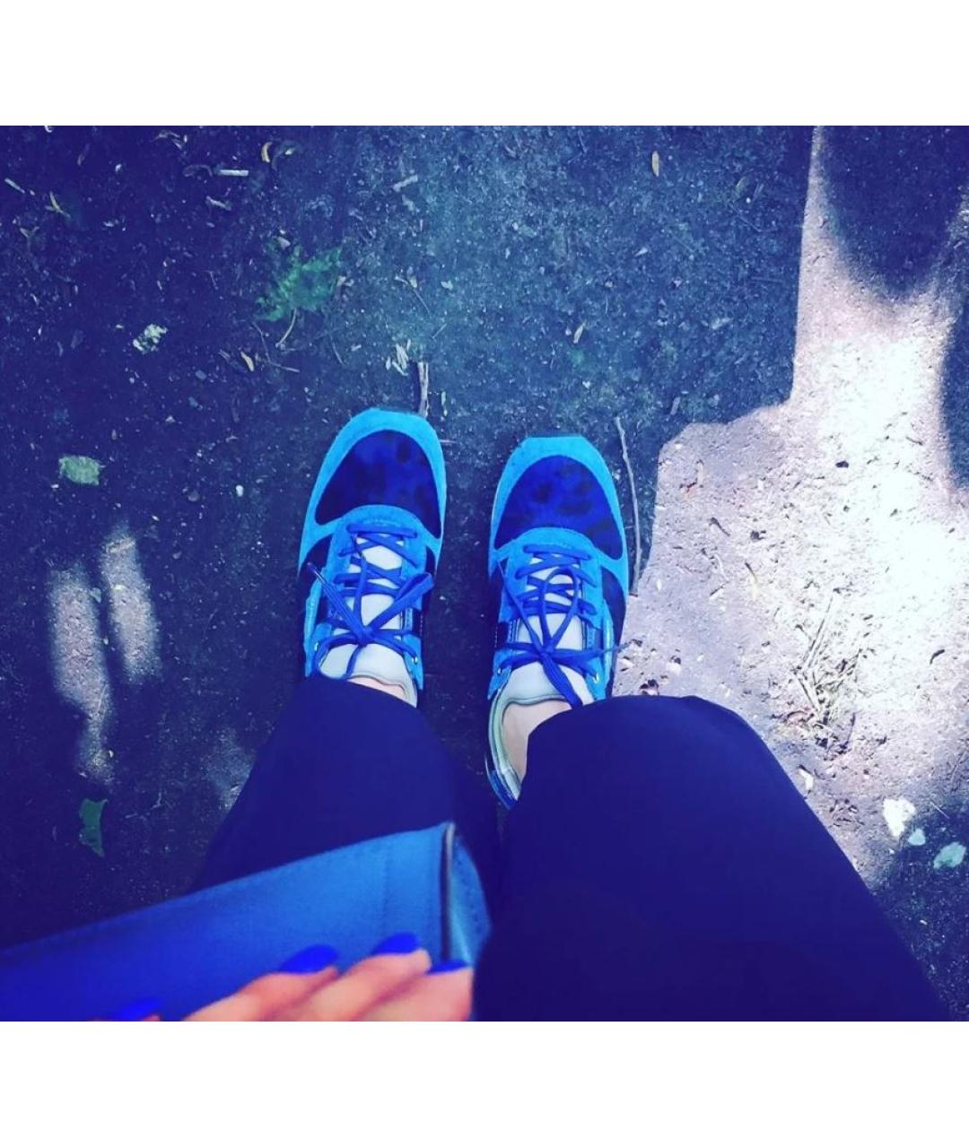 DOLCE&GABBANA Темно-синие кожаные кроссовки, фото 6