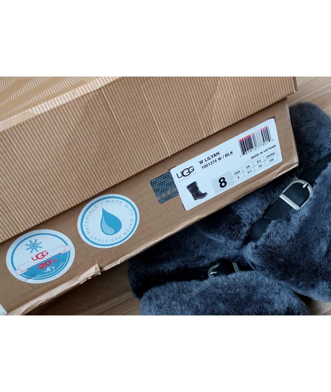 UGG AUSTRALIA Черные кожаные сапоги, фото 4
