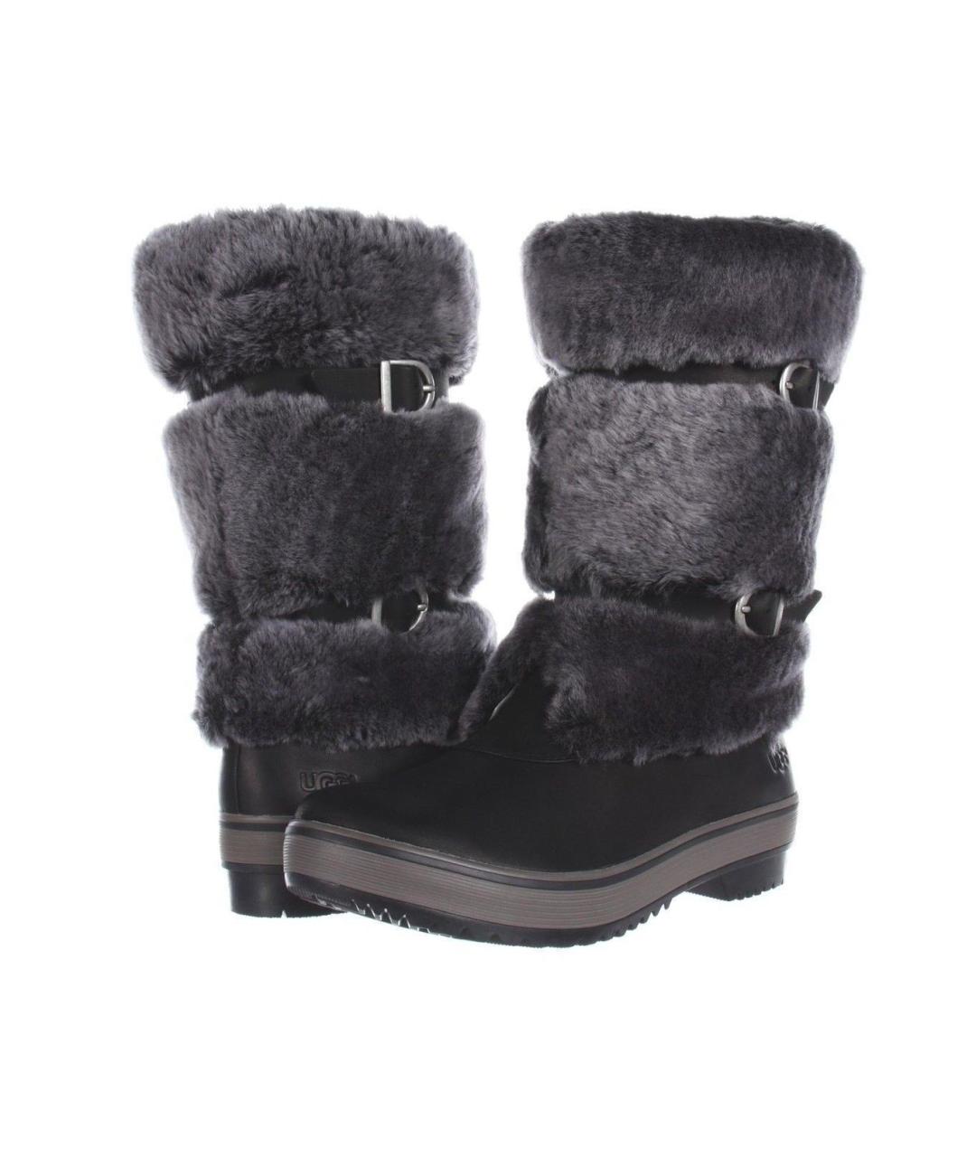 UGG AUSTRALIA Черные кожаные сапоги, фото 2