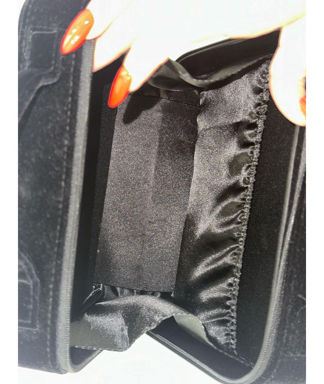 GIORGIO ARMANI Черная бархатная сумка с короткими ручками, фото 7