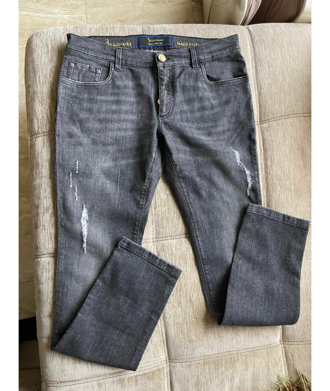 BILLIONAIRE Серые хлопковые джинсы скинни, фото 2