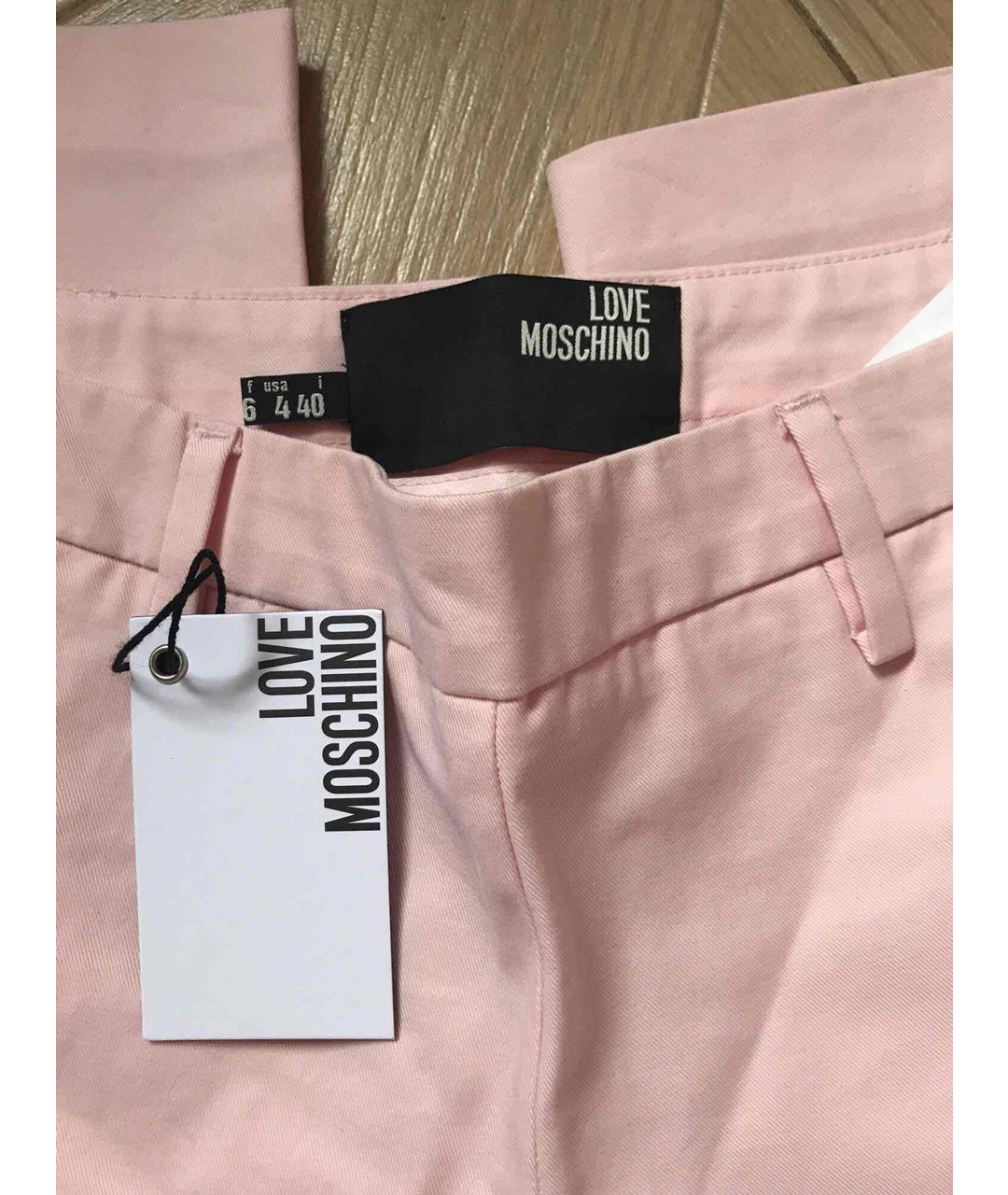 MOSCHINO Розовые хлопковые брюки узкие, фото 3