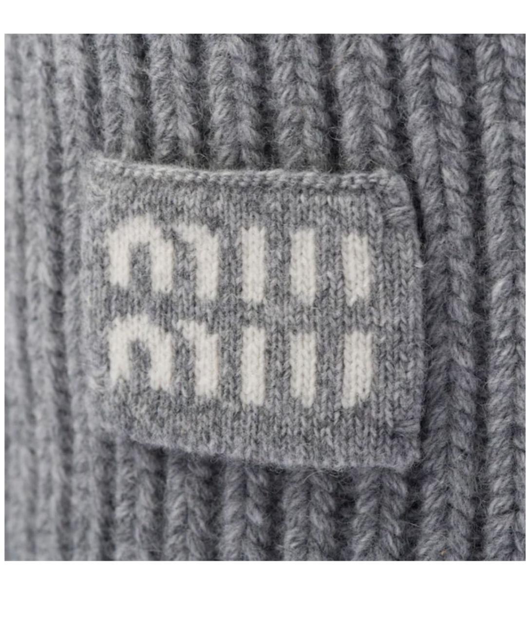 MIU MIU Серая кашемировая повязка на голову, фото 4