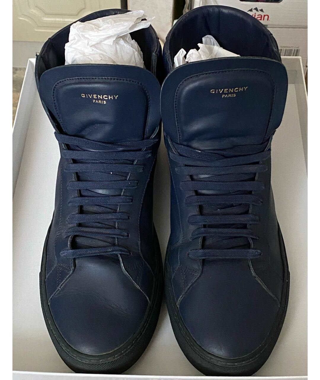 GIVENCHY Синие кожаные высокие кроссовки / кеды, фото 2