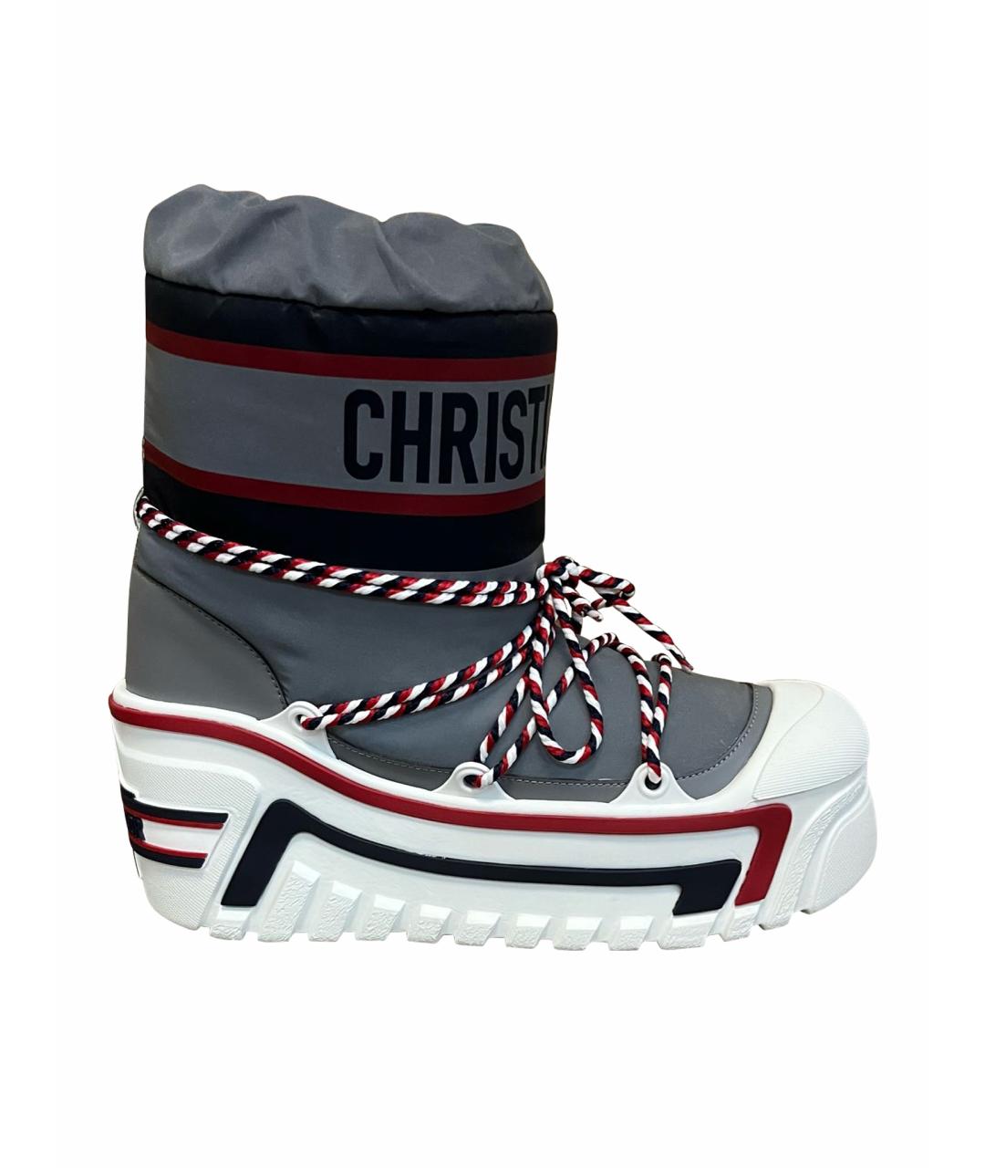 CHRISTIAN DIOR Антрацитовые текстильные ботинки, фото 1