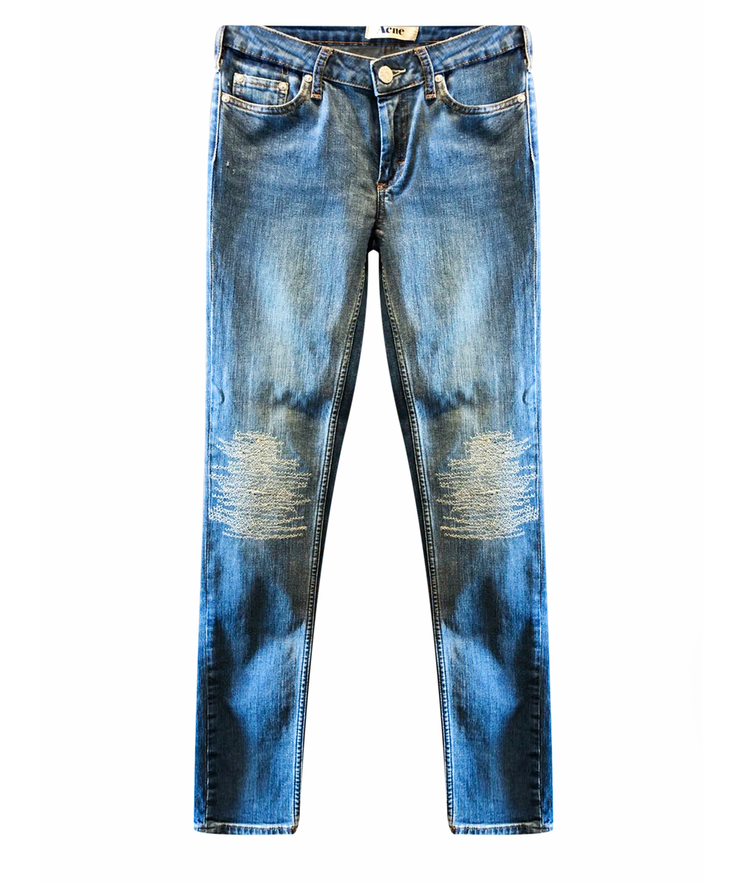 ACNE STUDIOS Синие хлопковые джинсы слим, фото 1
