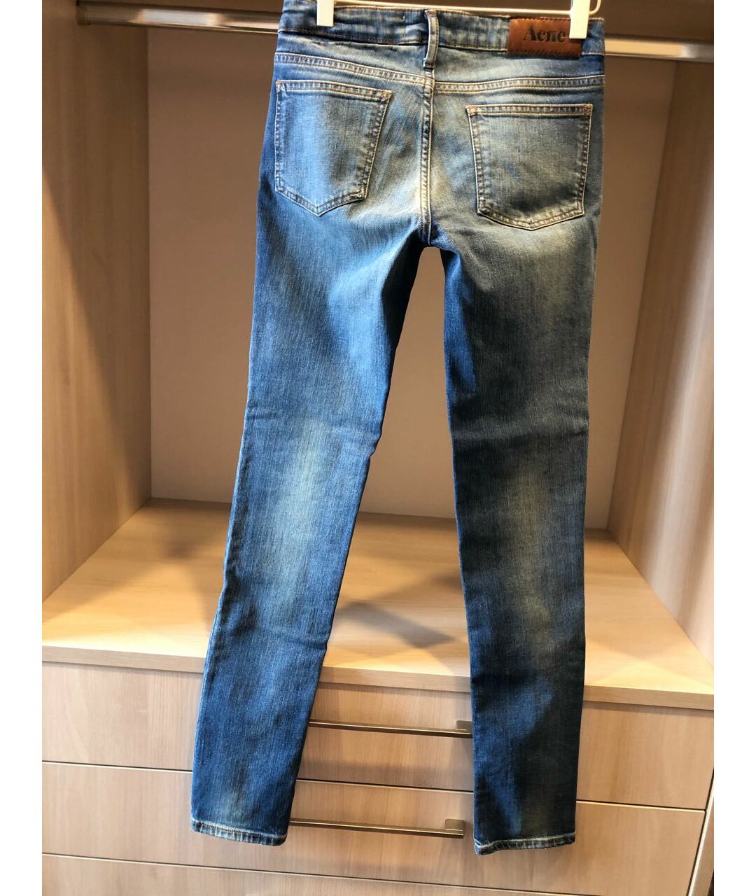 ACNE STUDIOS Синие хлопковые джинсы слим, фото 3
