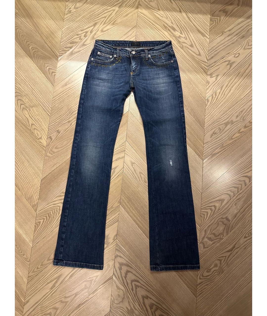 JOHN RICHMOND Темно-синие хлопковые прямые джинсы, фото 6