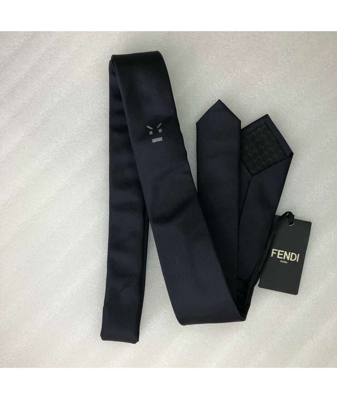 FENDI Темно-синий шелковый галстук, фото 4