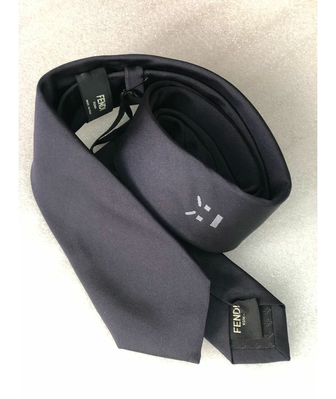 FENDI Темно-синий шелковый галстук, фото 5