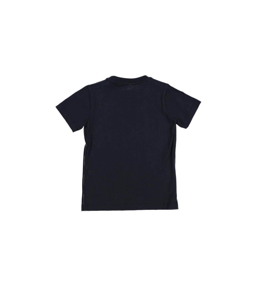 EMPORIO ARMANI Темно-синяя хлопковая детская футболка, фото 2